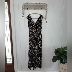 Rachel Zoe Black and Cream Floral Maxi Dress
